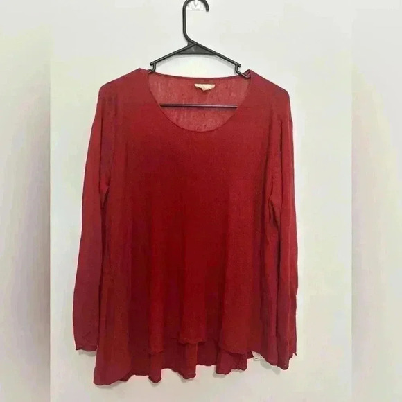 Eileen Fisher Women Red Long Sleeve Blouse Size Medium Linen/Nylon - Picture 1 of 4